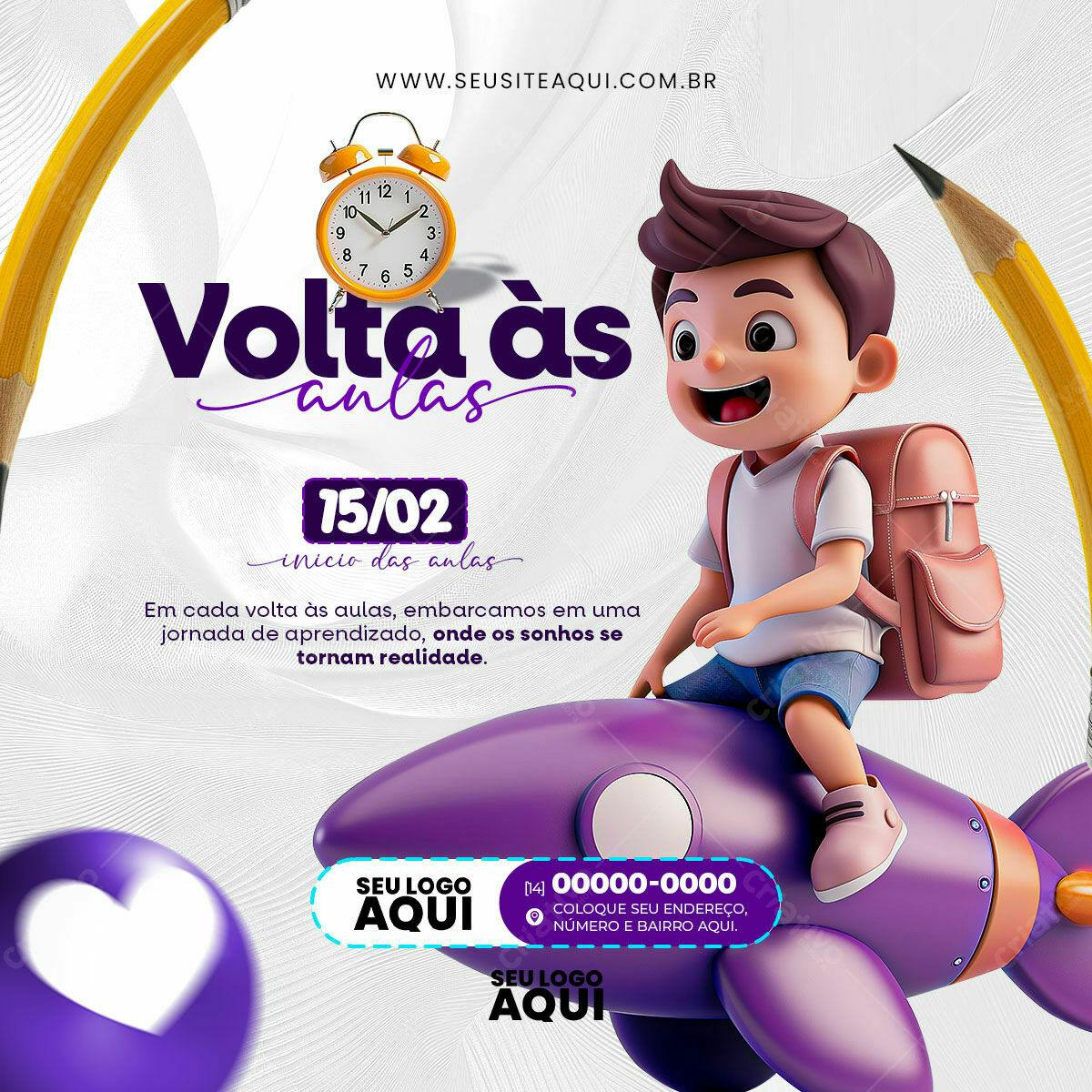 Flyer Volta às Aulas PSD Editável