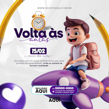 Volta às aulas | matrículas abertas | escola | psd editável