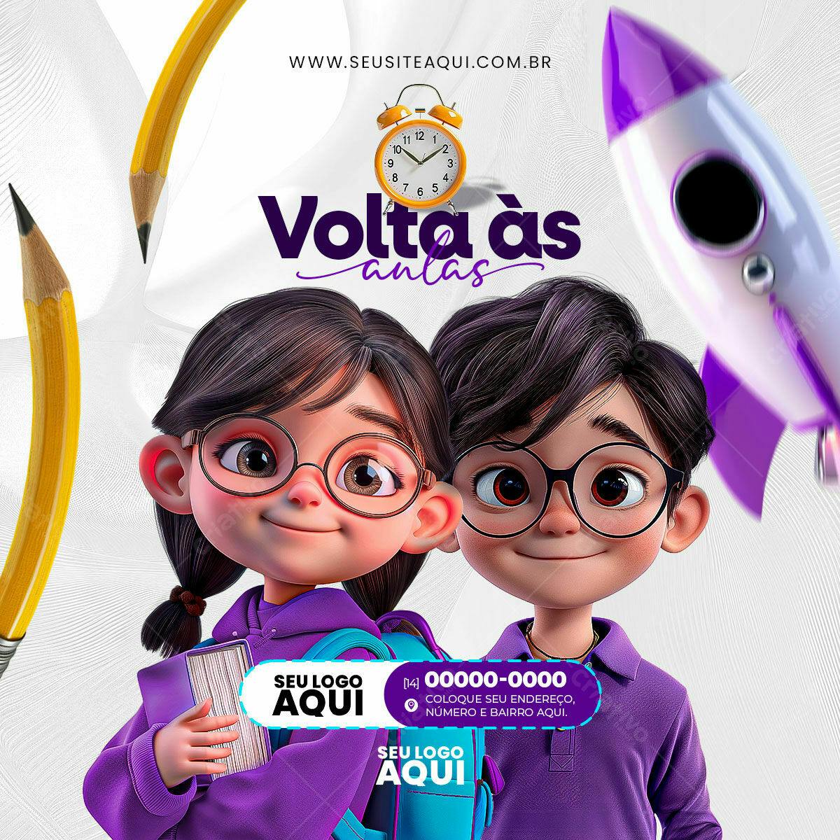 Flyer Volta às Aulas PSD Editável