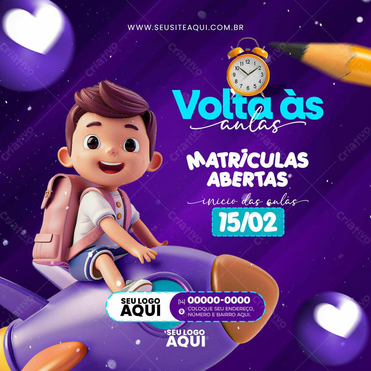 Flyer Volta às Aulas PSD Editável