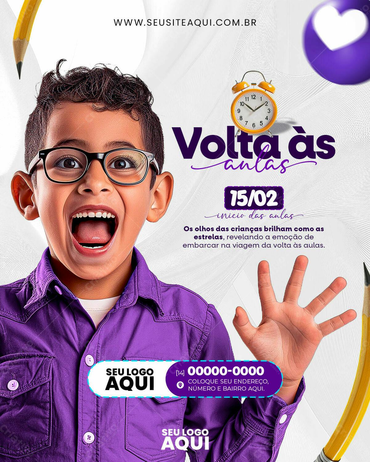 Flyer Volta às Aulas PSD Editável