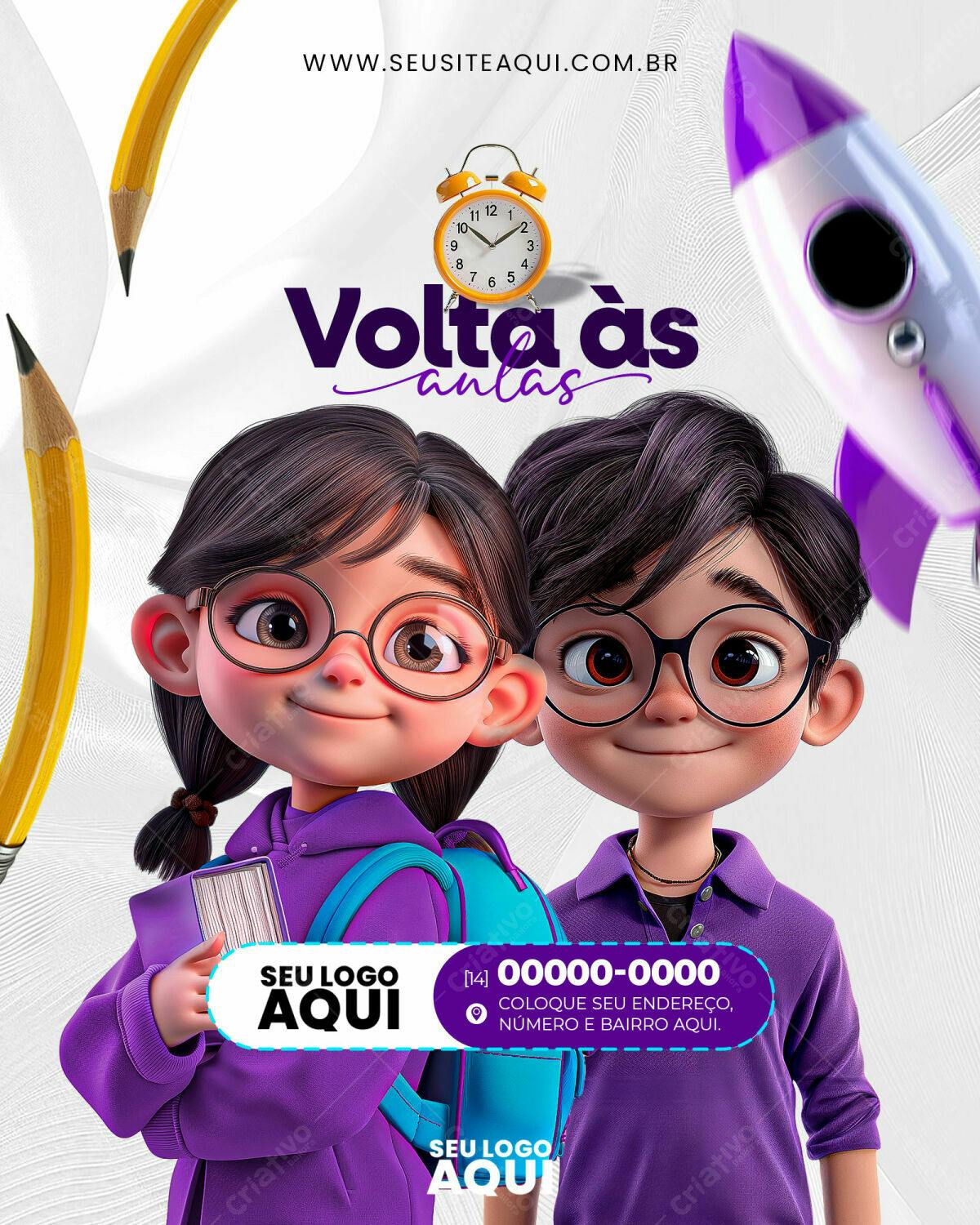 Flyer Volta às Aulas PSD Editável
