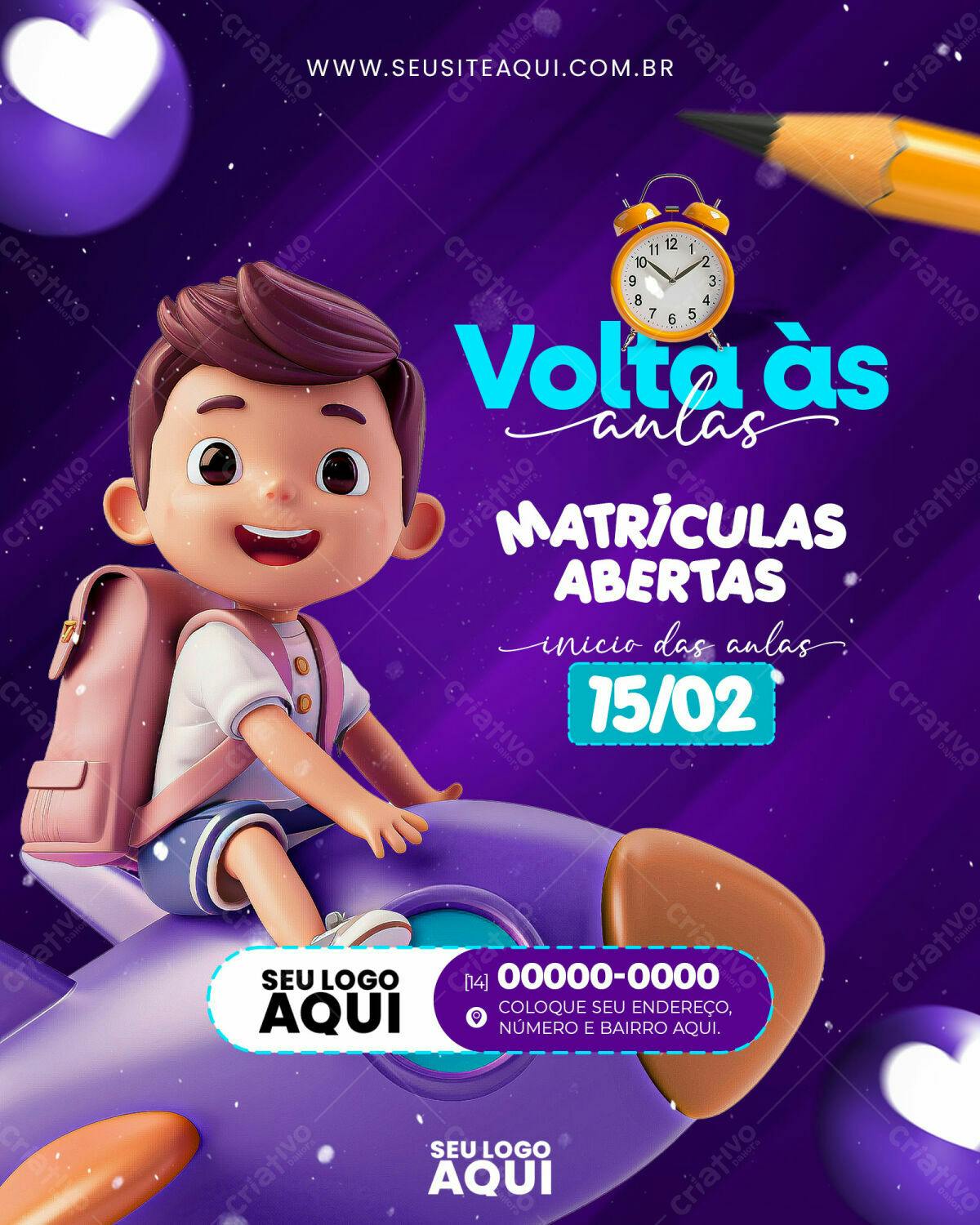 Flyer Volta às Aulas PSD Editável