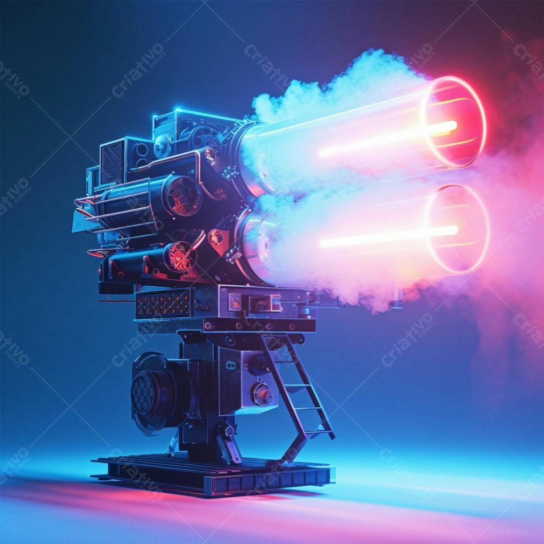 Máquina futurista com propulsão neon