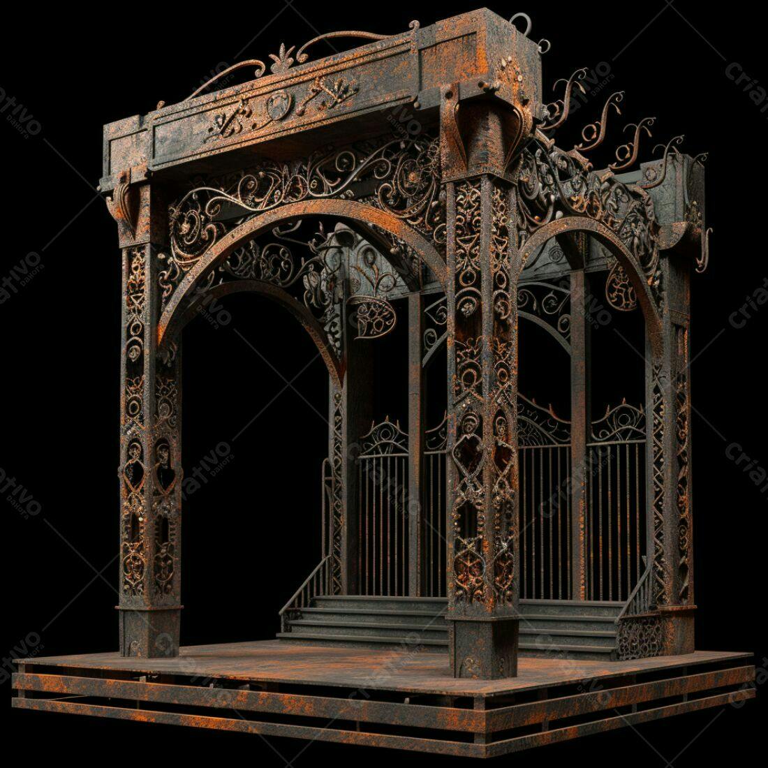 Gazebo de ferro enferrujado estilo vitoriano