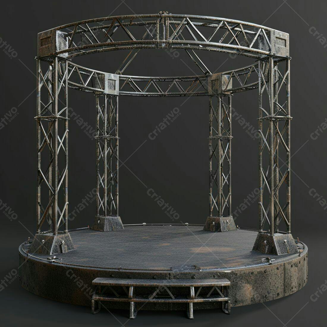 Palco circular metálico enferrujado