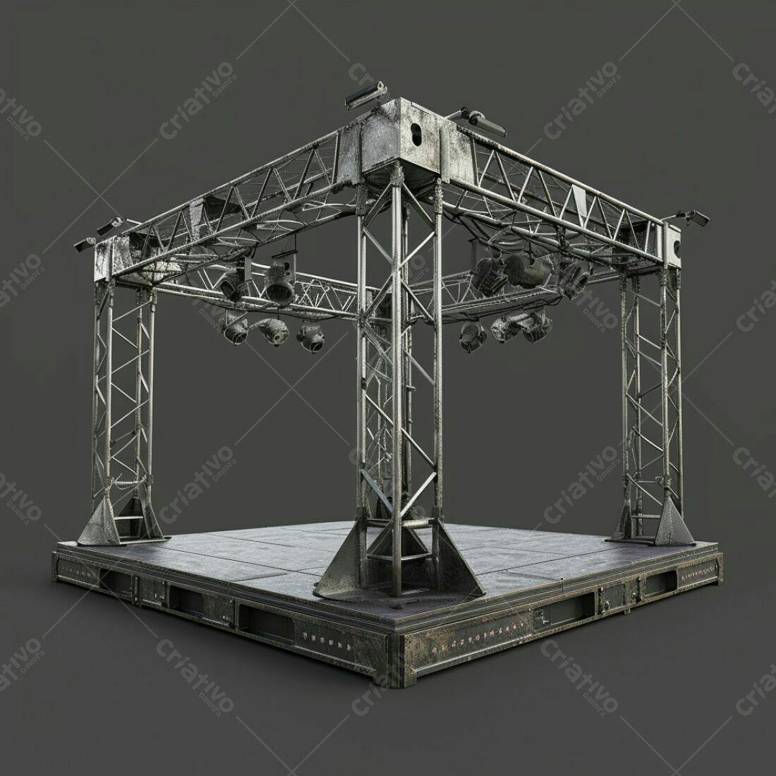 Palco de metal para shows com iluminação