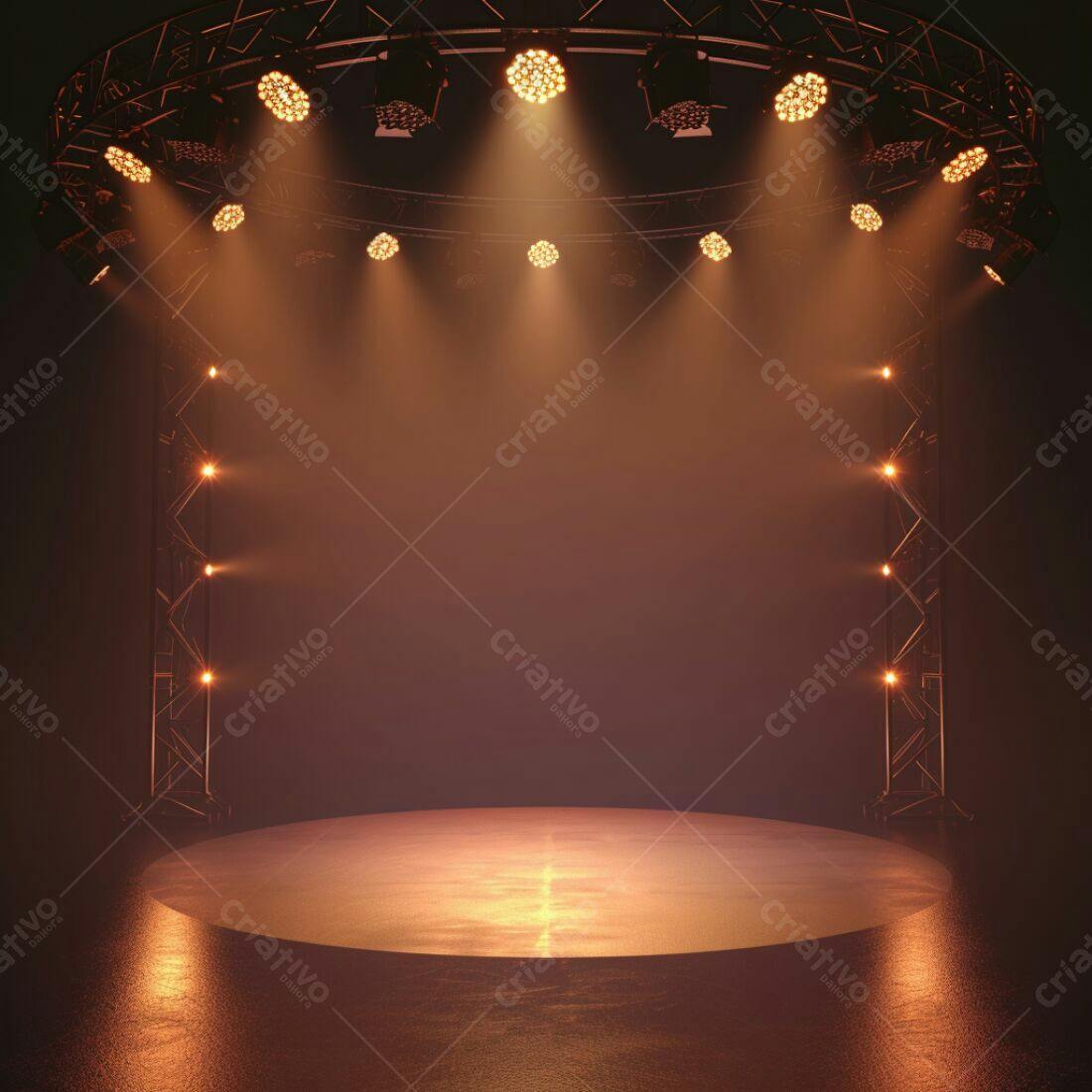 Palco iluminado com luzes quentes