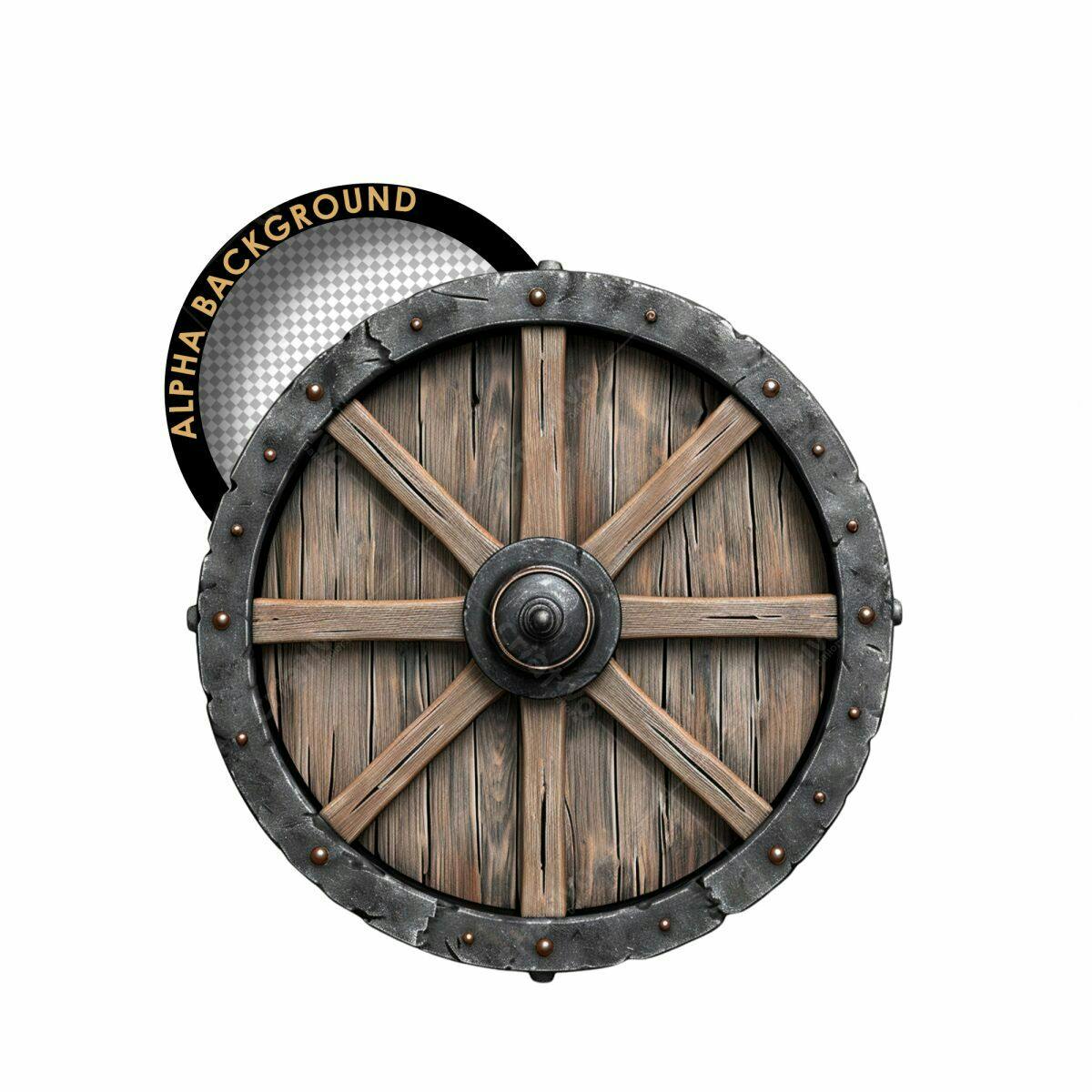 Recurso Gráfico Roda de Carroça Medieval PSD Editável