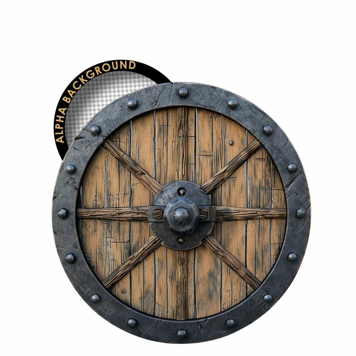 Escudo de Madeira Medieval PSD Editável