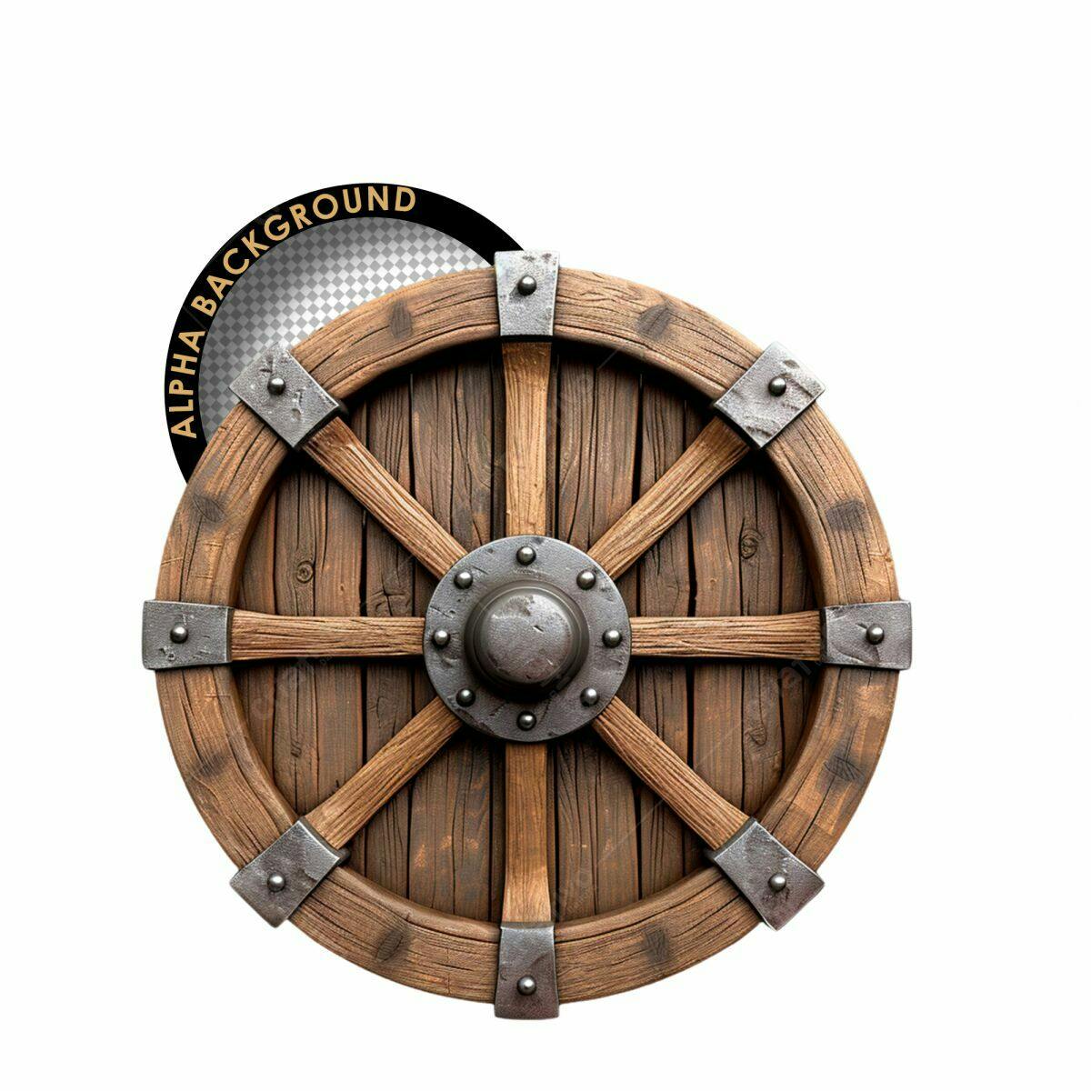 PSD de Escudo Medieval de Madeira para Jogos PSD Editável