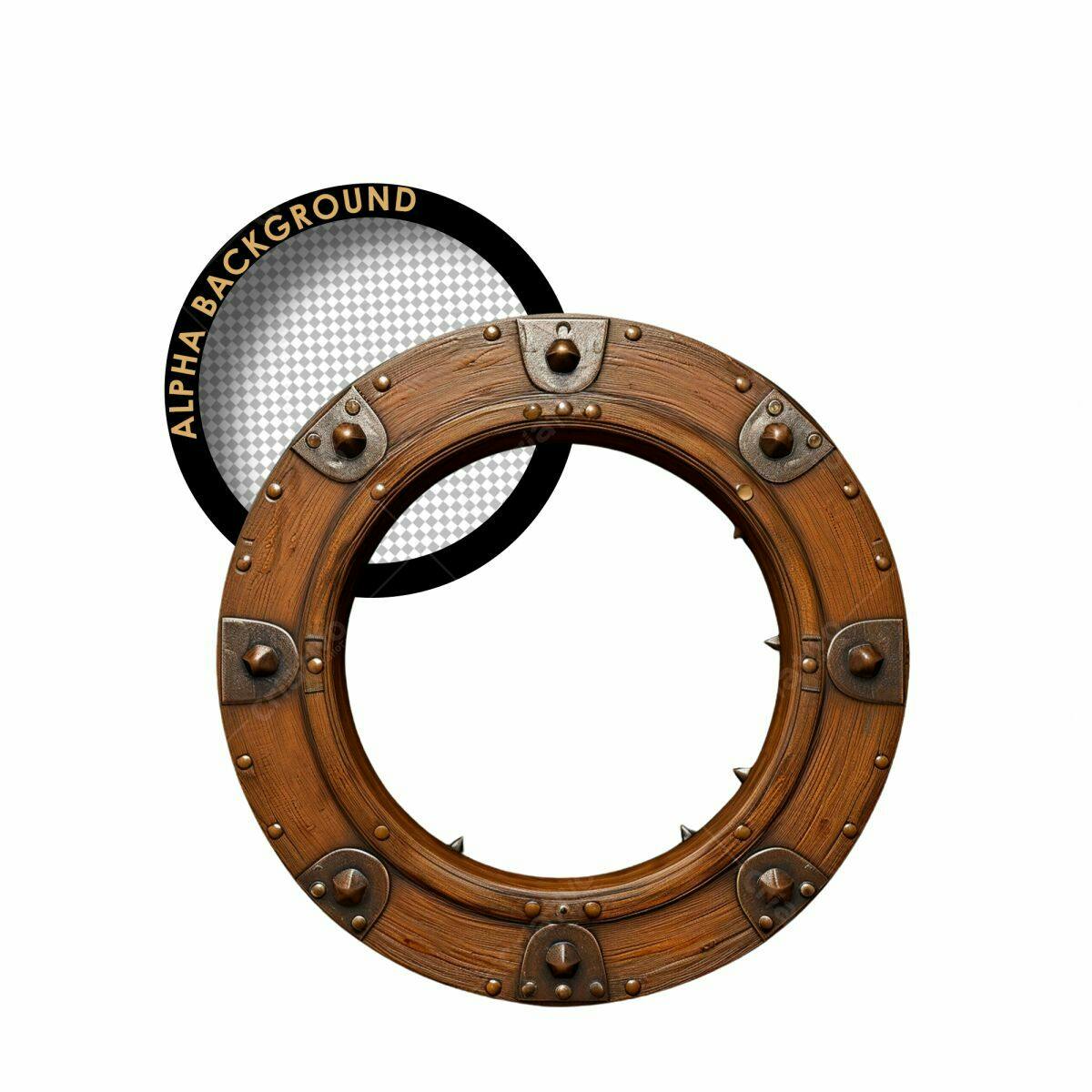 Moldura Circular de Madeira PSD Editável