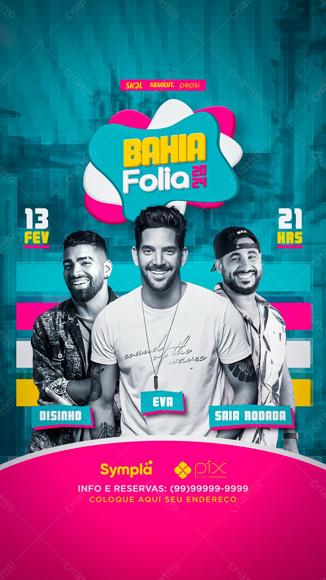 Flyer Bahia Folia 2024 PSD Editável