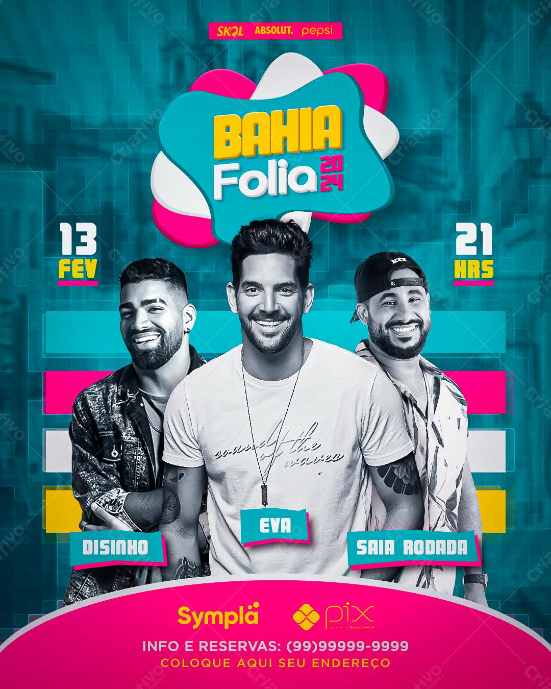 Flyer Bahia Folia 2024 PSD Editável