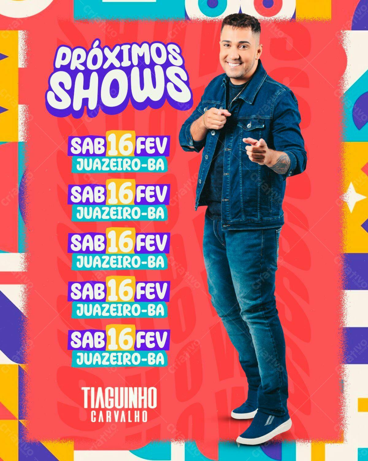 Flyer para Shows de Tiaguinho Carvalho PSD Editável