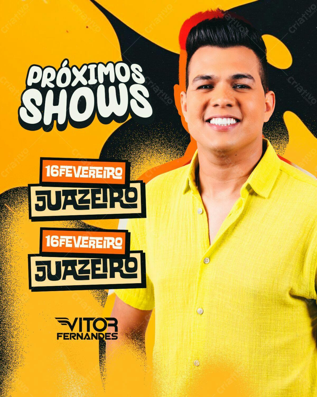 Flyer para Shows de Vitor Fernandes PSD Editável