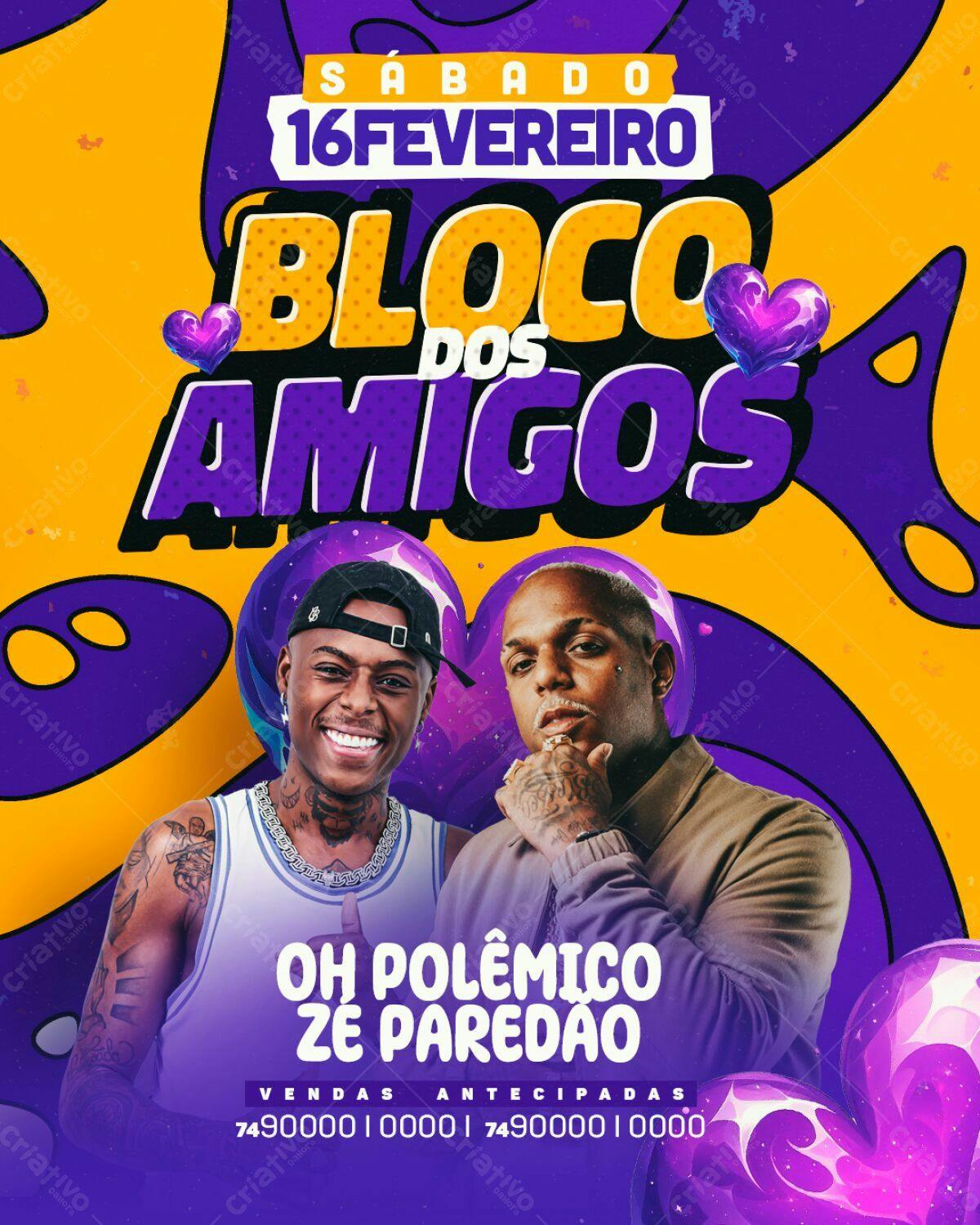 Flyer Bloco dos Amigos PSD Editável