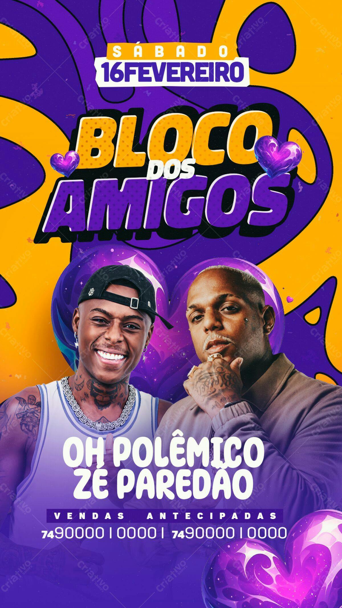 Flyer Bloco dos Amigos PSD Editável