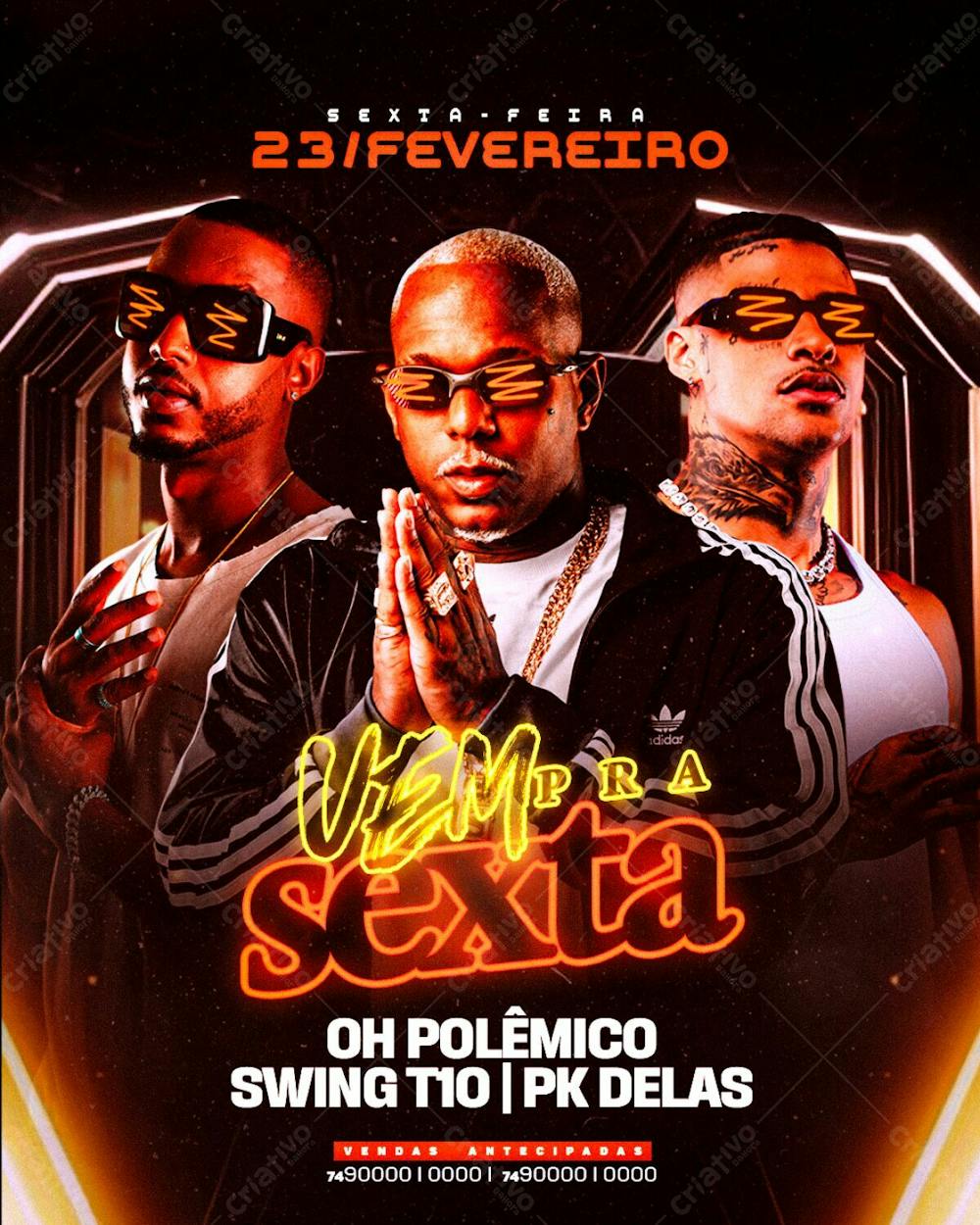 213   Flyer Evento Vem Pra Sexta Polly Swing T 10 E Pk Delas Feed Psd Editável