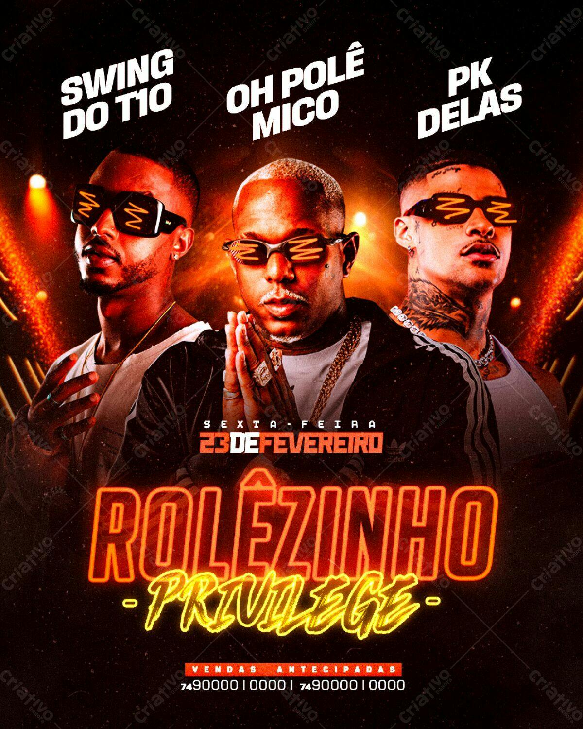 Flyer para Festa Rolezinho Privilege PSD Editável