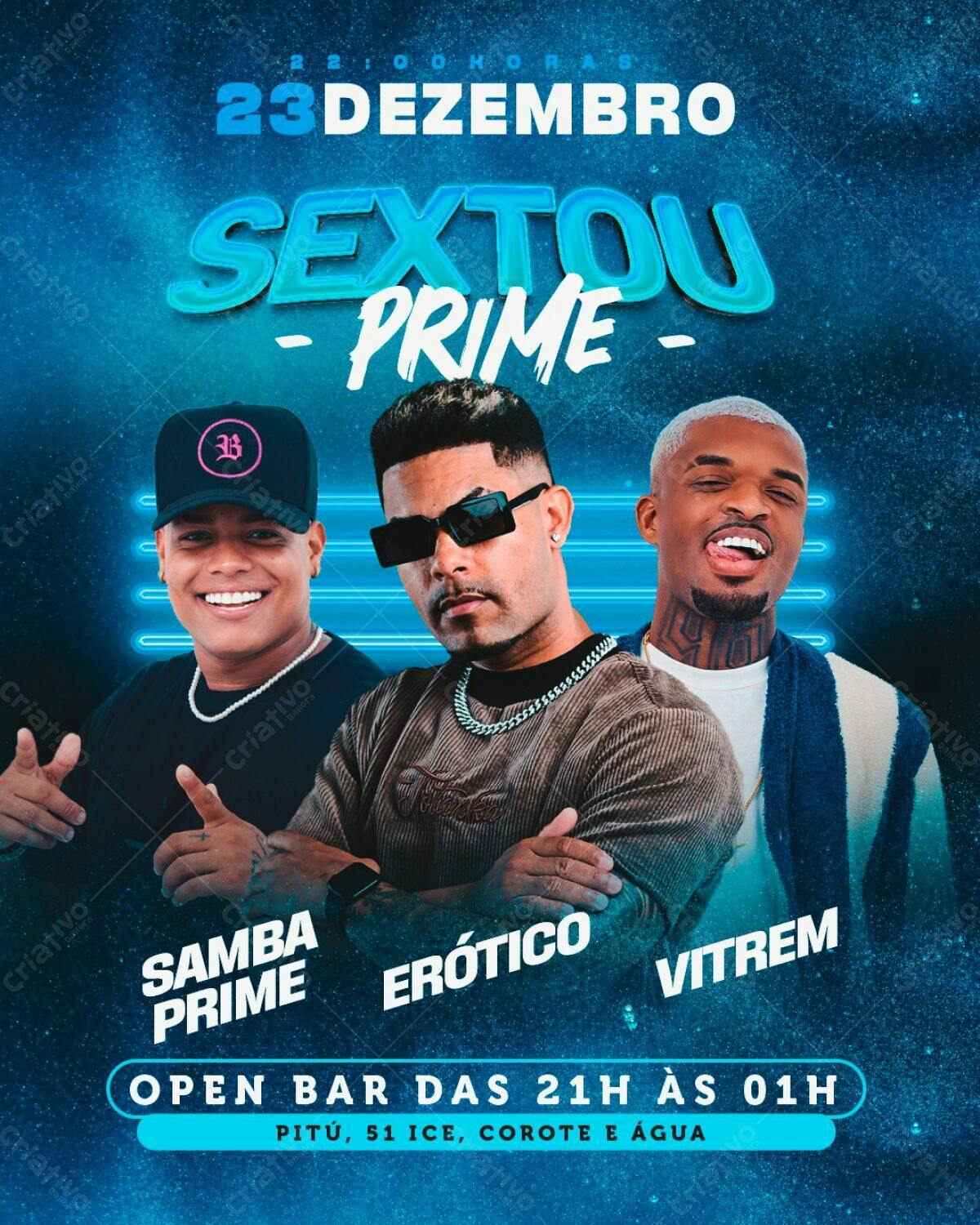 Flyer Festa SEXTOU PRIME 23 de Dezembro PSD Editável