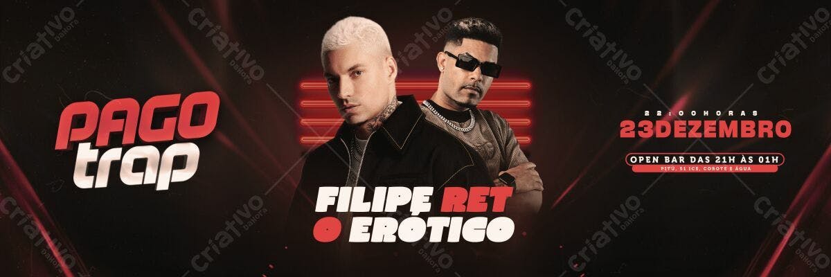 Flyer Festa Pagode Trap com Filipe Ret e Erotico PSD Editável