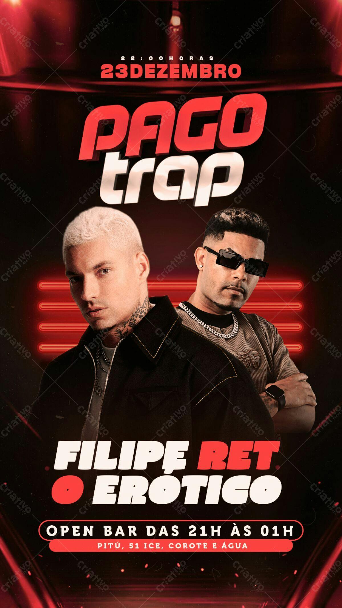 Flyer Festa Pagode Trap com Filipe Ret PSD Editável