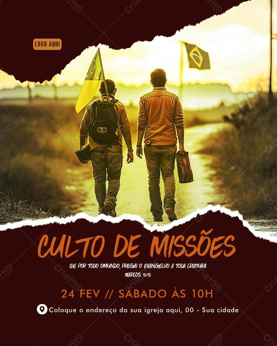 Flyer para Culto de Missões PSD Editável