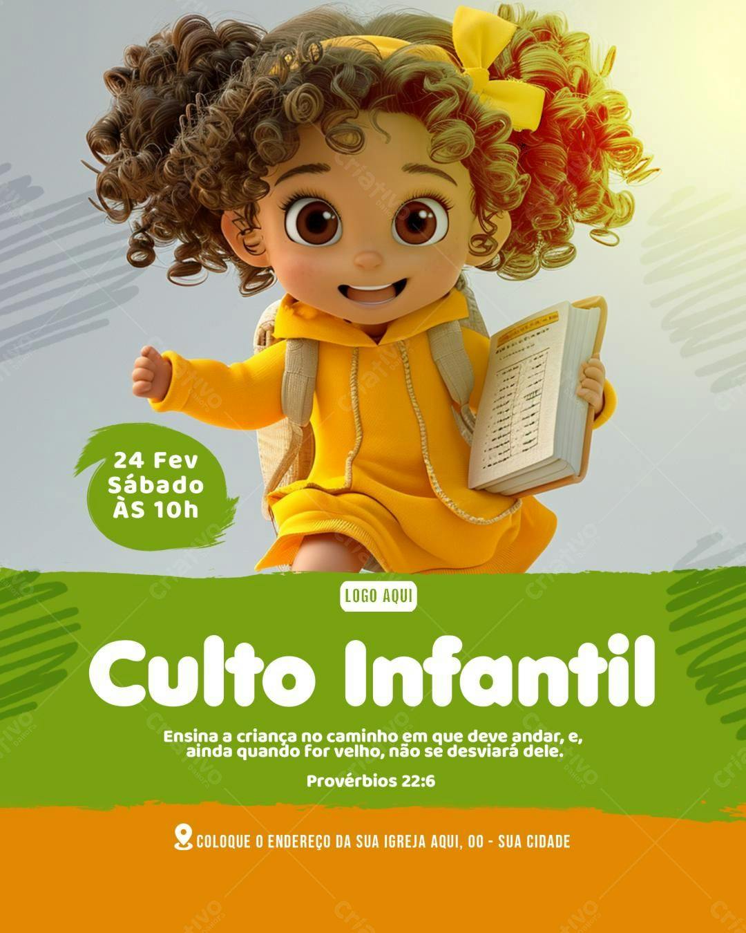 Flyer para Culto Infantil PSD Editável