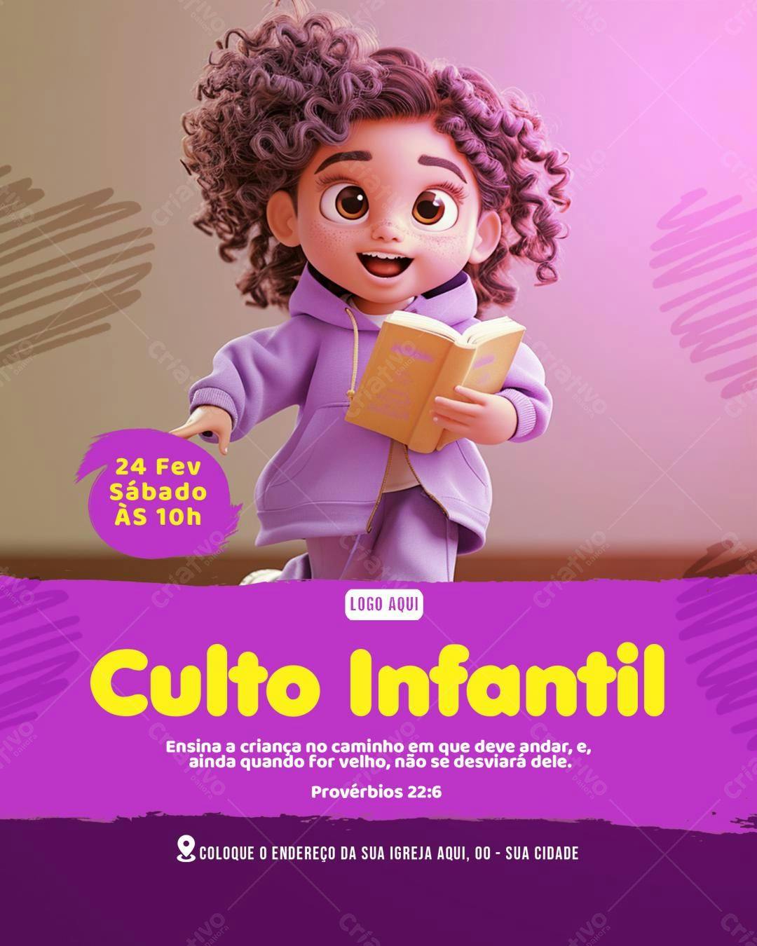 Flyer para Culto Infantil PSD Editável