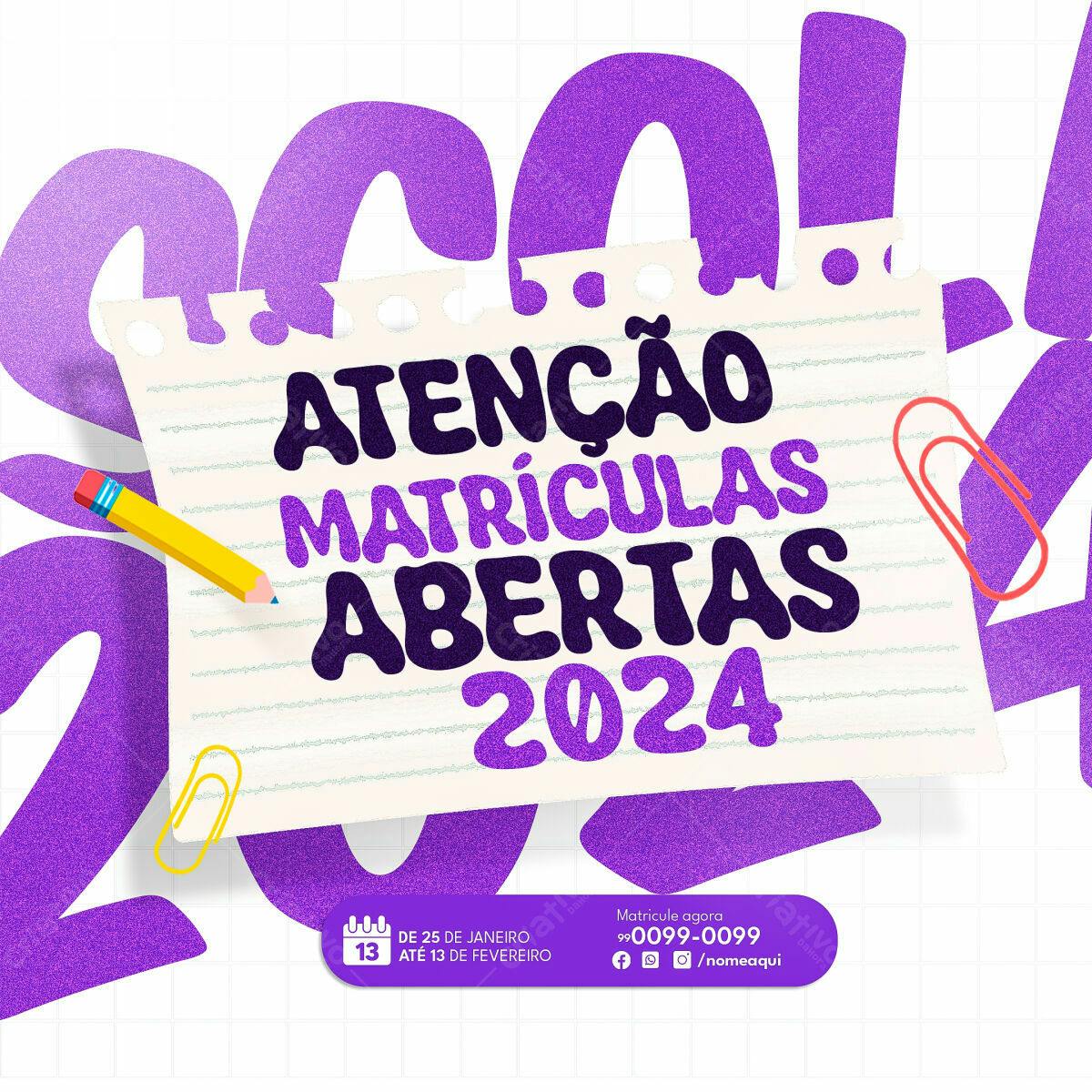 Flyer Matrículas Abertas 2024 PSD Editável