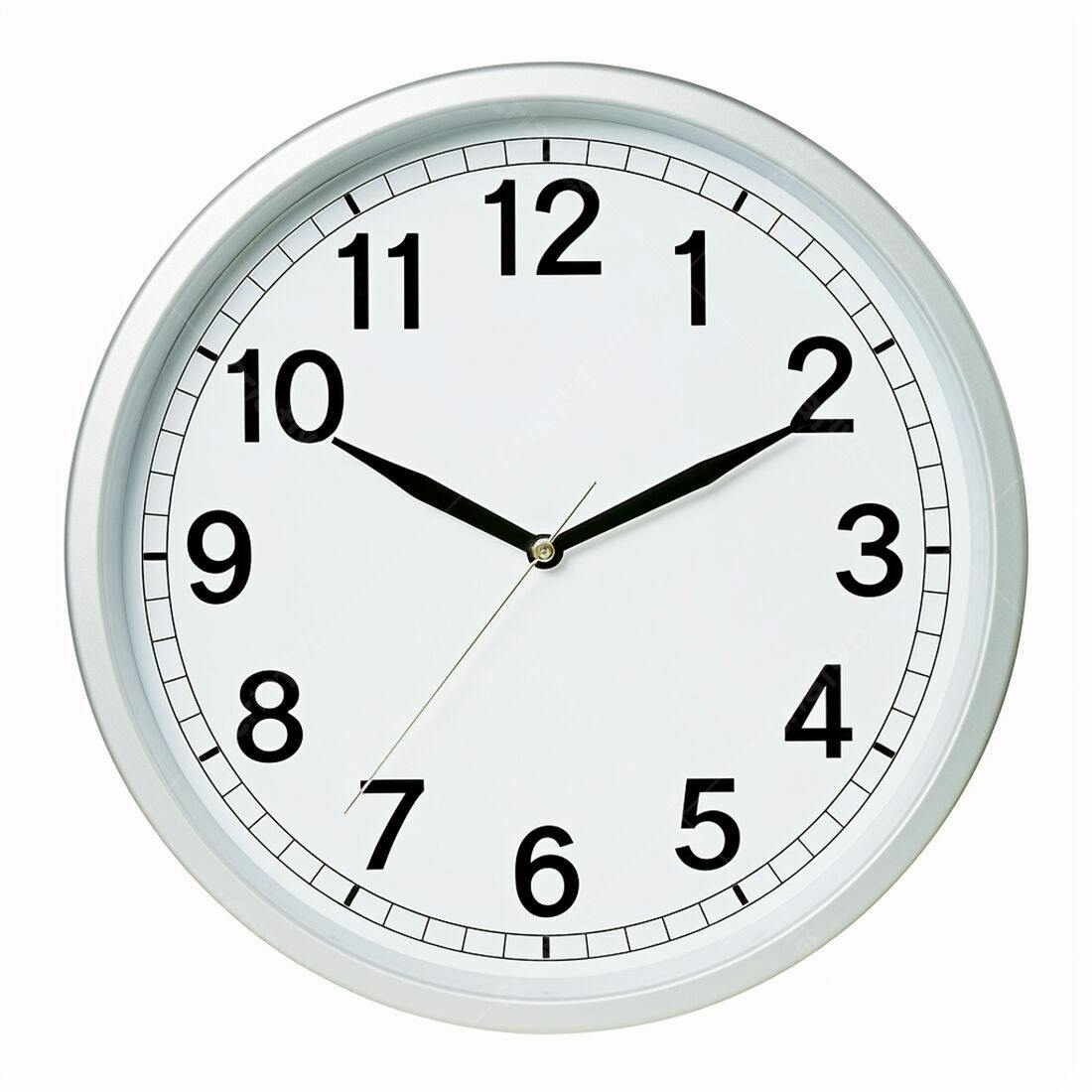 Relógio de parede mostrando 1h55min