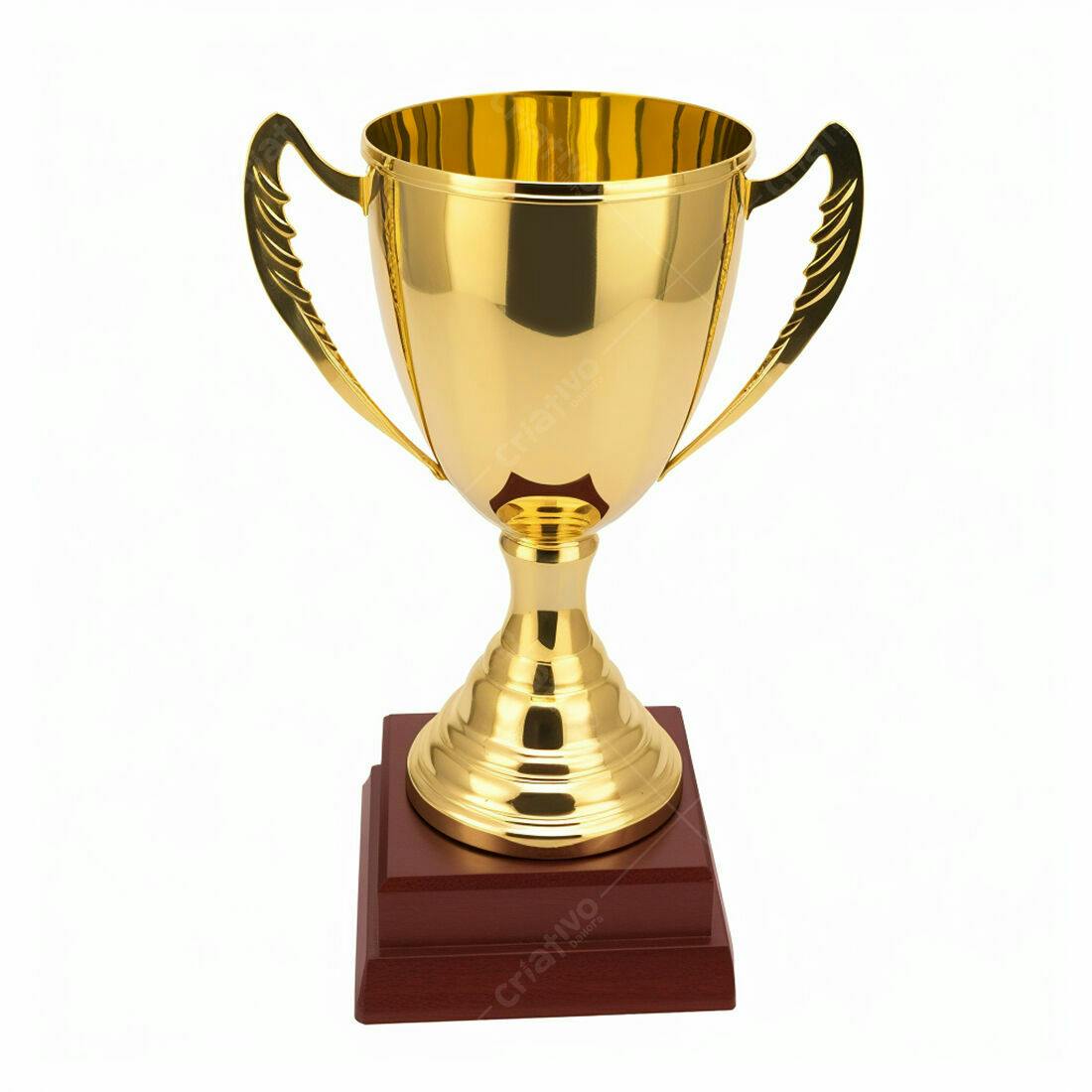 Troféu dourado com base marrom