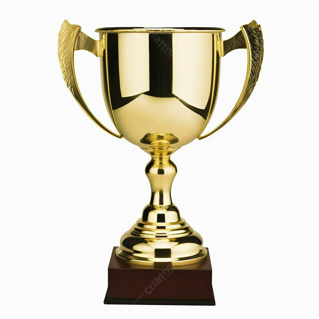 Troféu dourado com base marrom