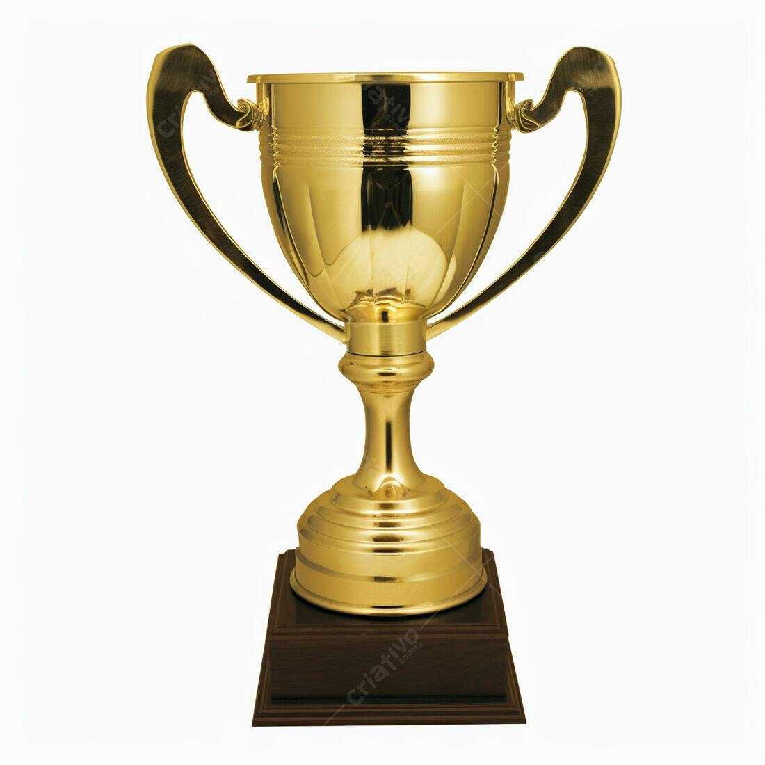 Troféu dourado com base marrom