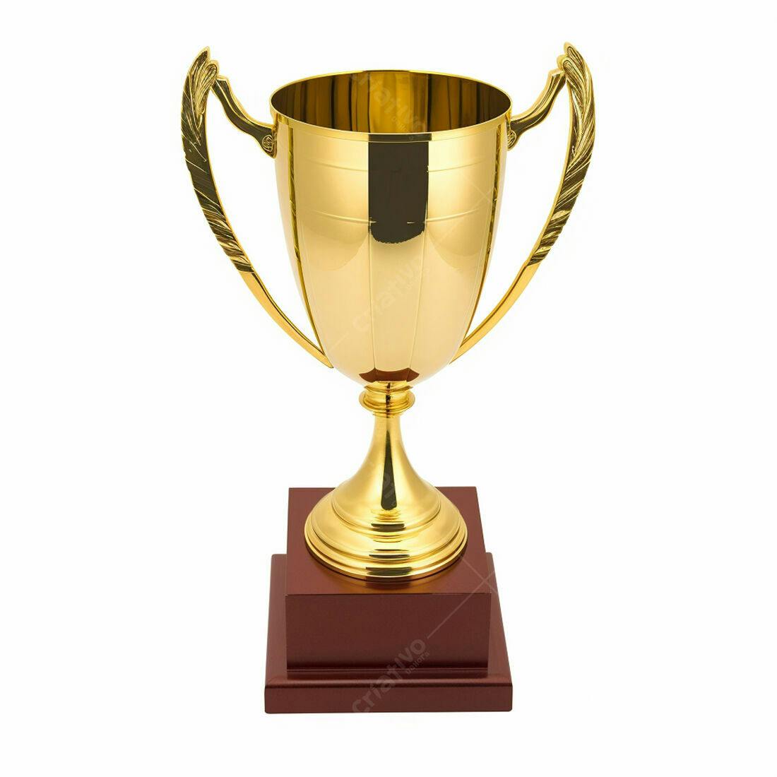 Troféu dourado em base marrom