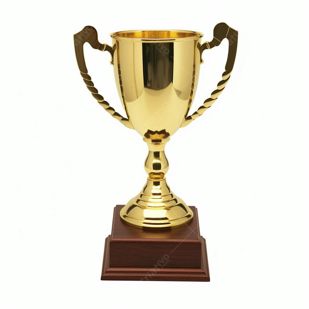 Troféu De Ouro Taça Campeão Vitória Sobre Fundo Branco Isolado (13)