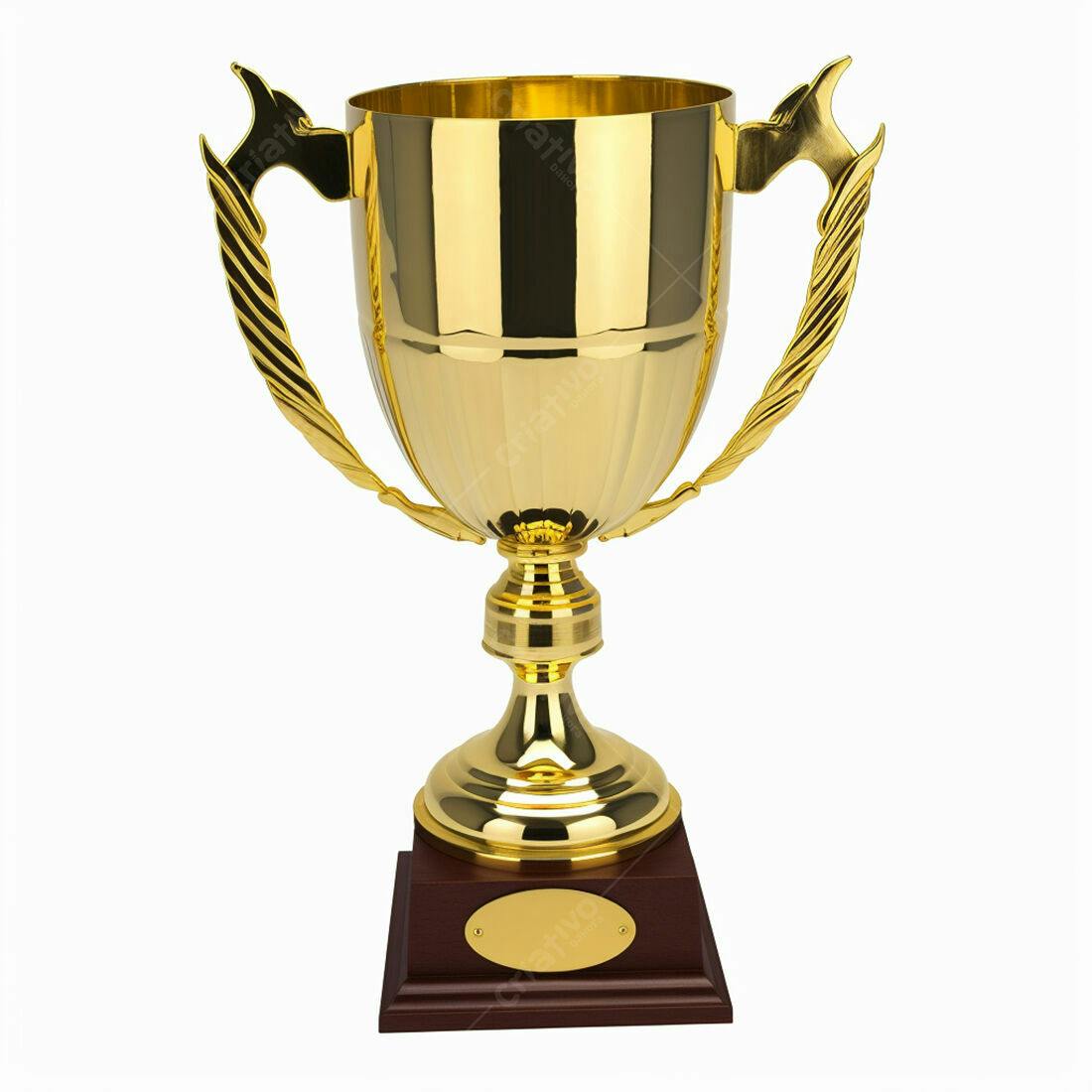 Troféu dourado com base marrom