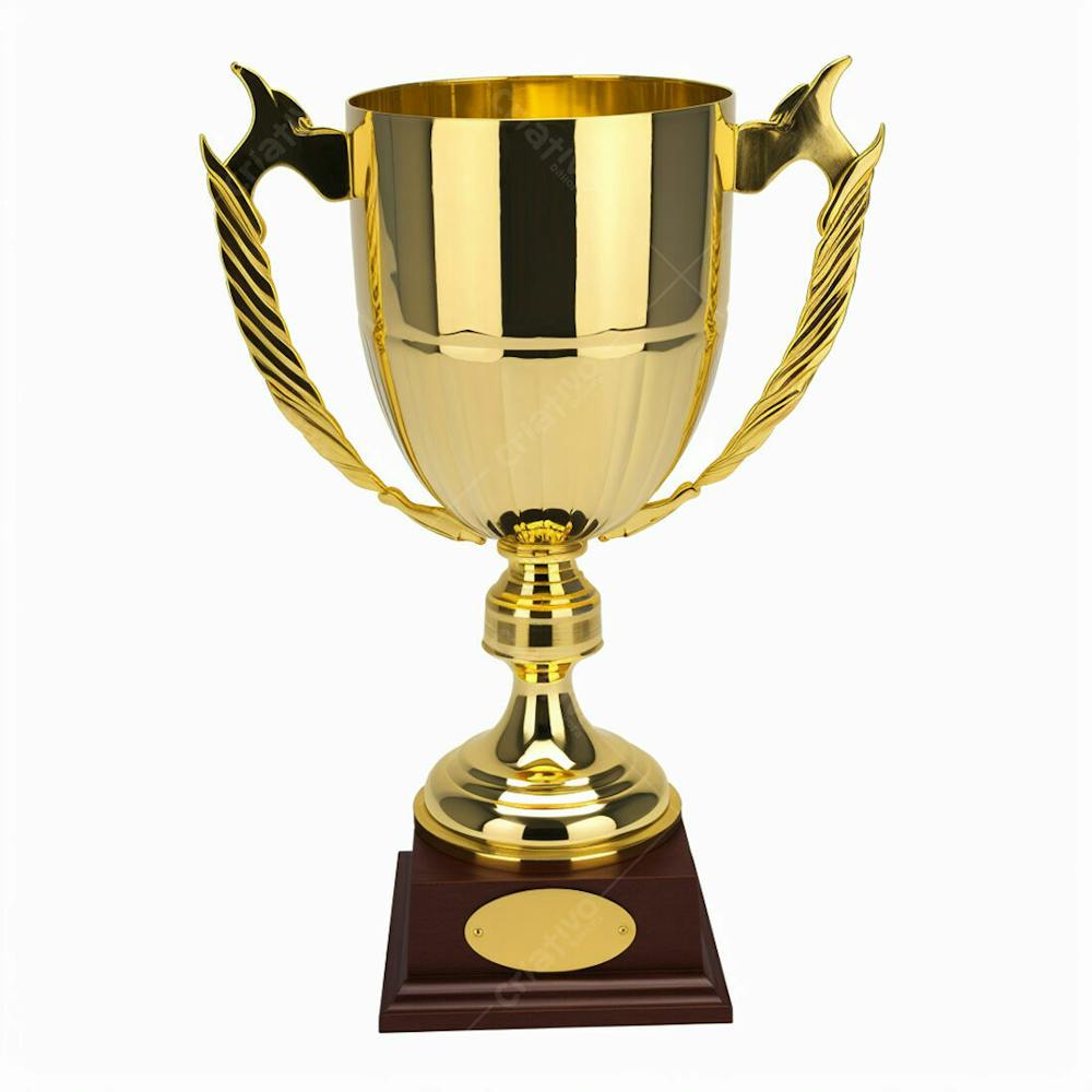 Troféu De Ouro Taça Campeão Vitória Sobre Fundo Branco Isolado (15)