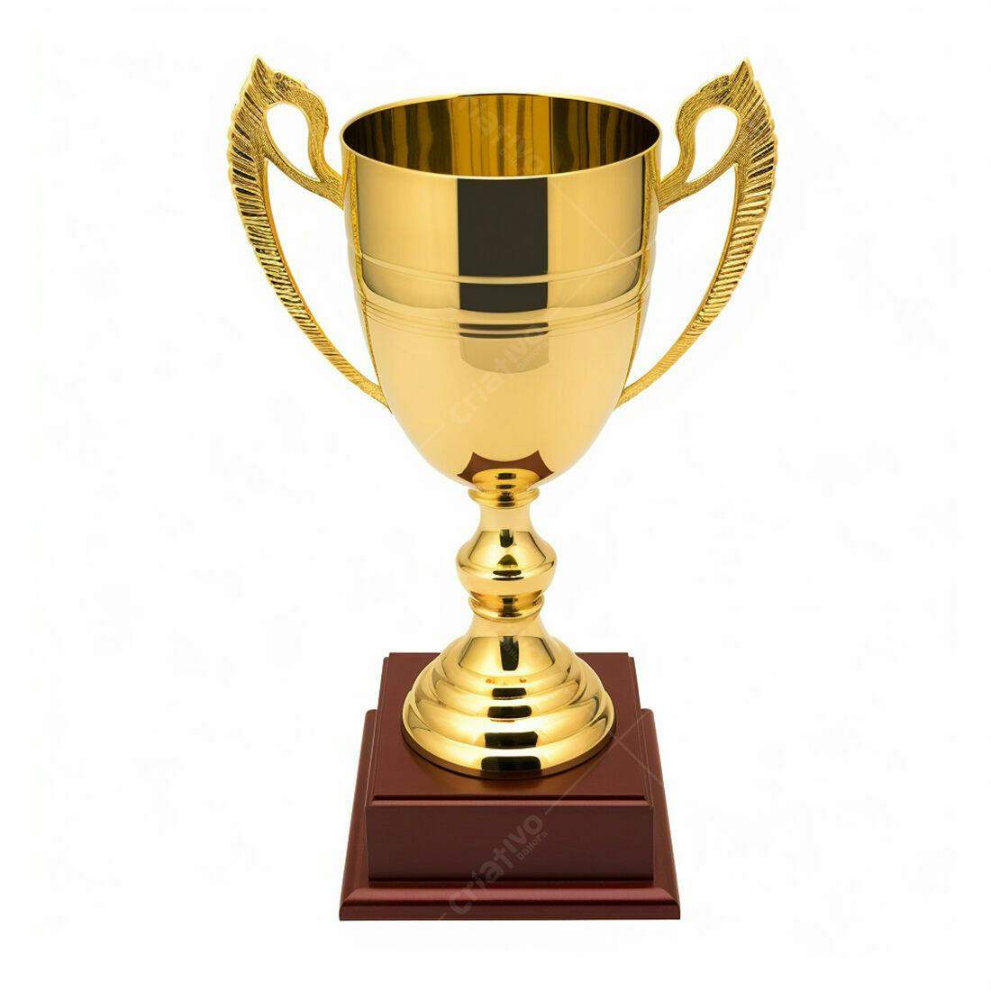 Troféu dourado com base marrom