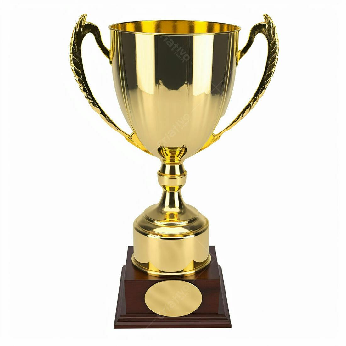 Troféu dourado com base marrom