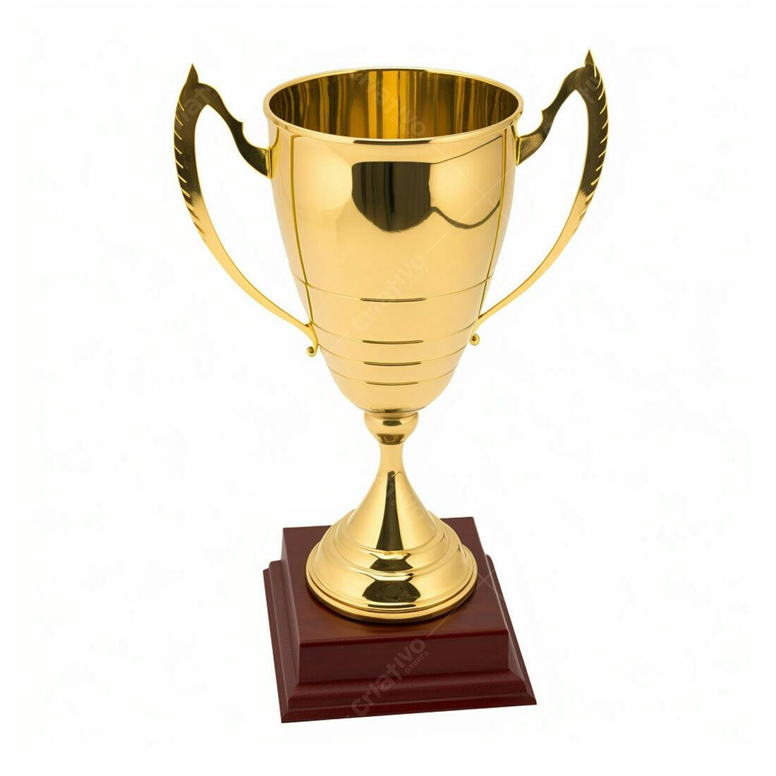 Troféu dourado com base marrom