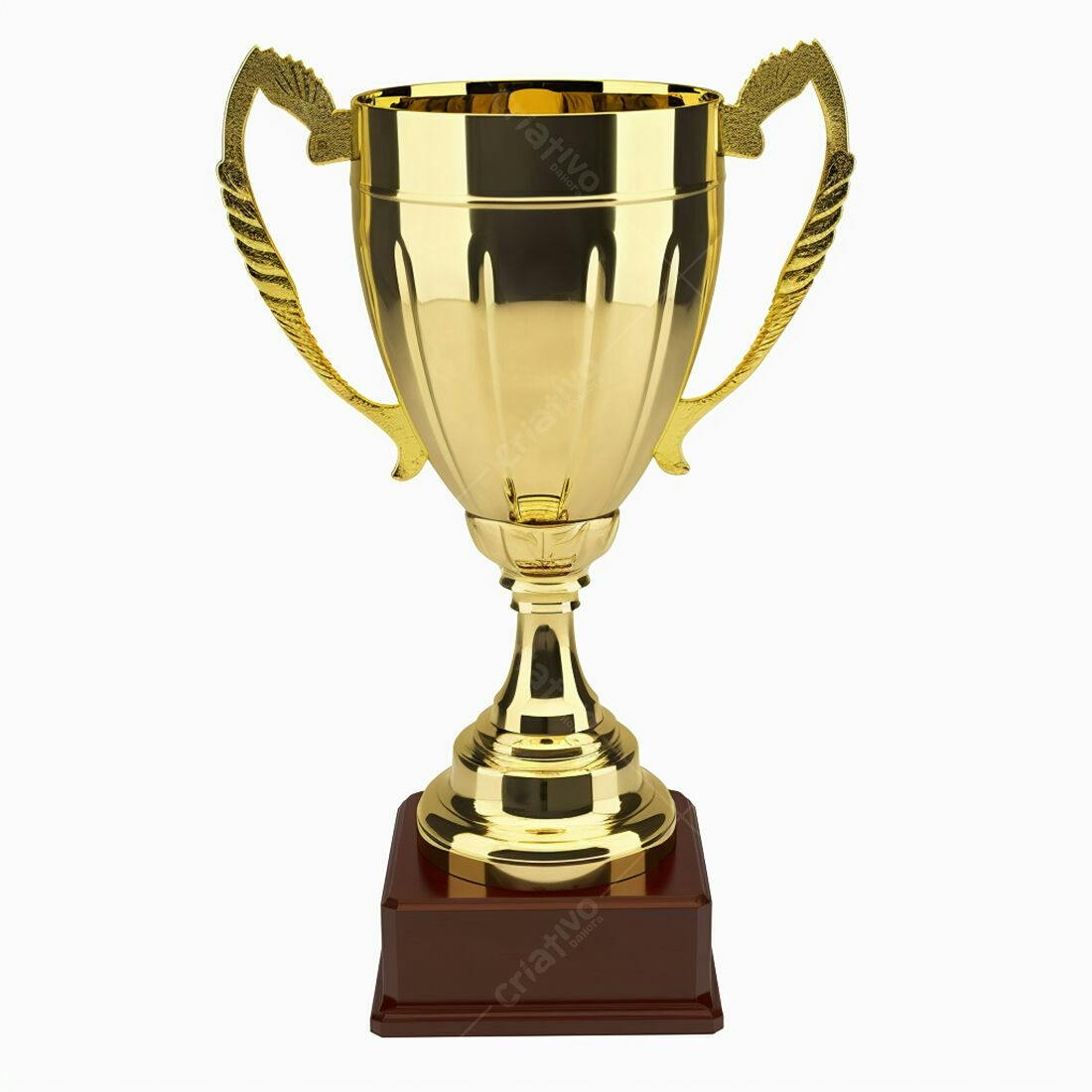 Troféu dourado com base marrom
