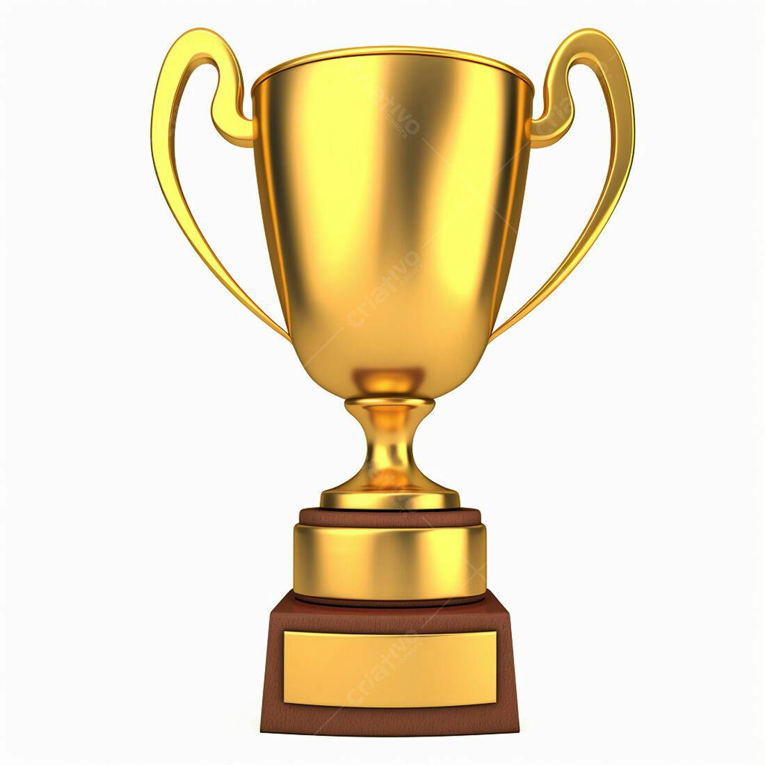Troféu dourado com base marrom
