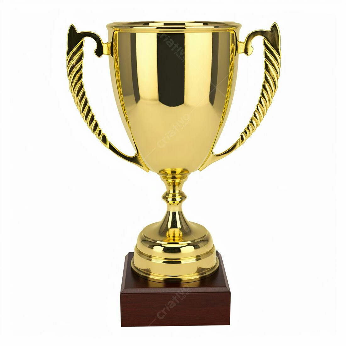 Troféu dourado com base marrom