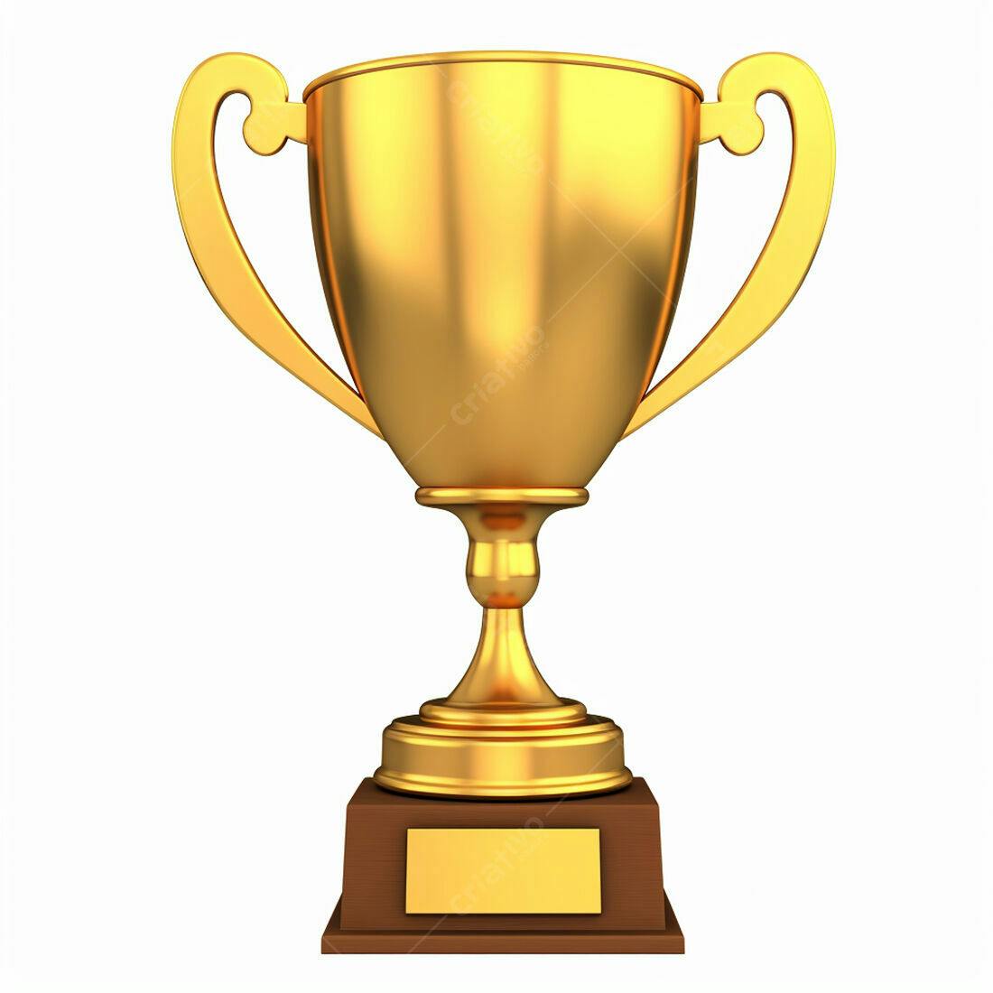Troféu dourado de ouro sobre base marrom