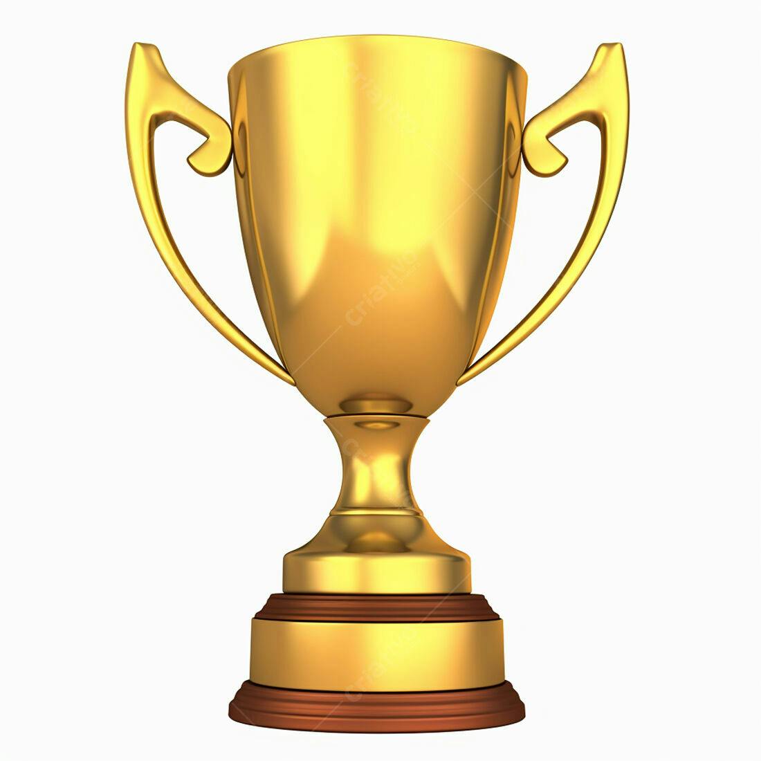 Troféu dourado com base marrom