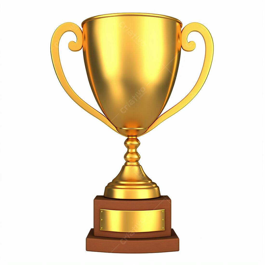 Troféu dourado sobre base marrom