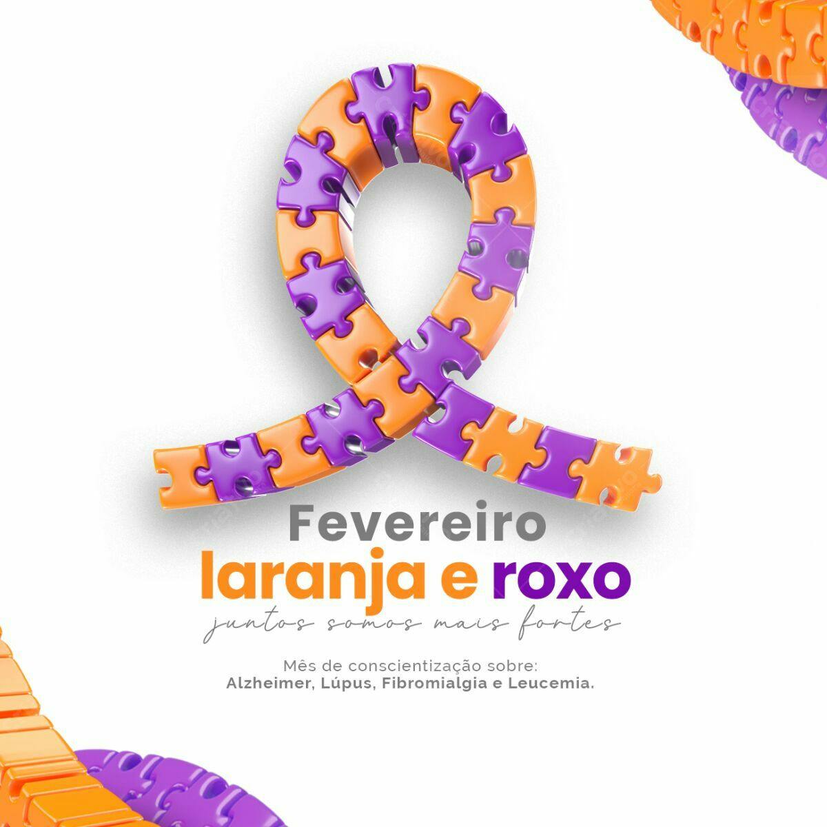 Flyer Fevereiro Laranja e Roxo PSD Editável