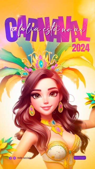 Social Media Story Carnaval A Folia Está No Ar Psd Editável